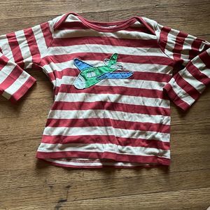 Baby Boden sz 18-24m Stripe Airplane Shirt